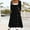 Black, variant on Casual Crew Neck Dress for Women Midi Dress Long Sleeve Pullover Cocktail Dresses Patchwork Pleated Solid Color Button Dress