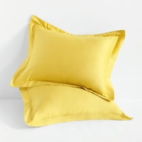 Flxxie 2 Pack 500 Thread Count Cotton Sateen Pillow Shams 20"x26" with 2" Flange, Standard, Yellow