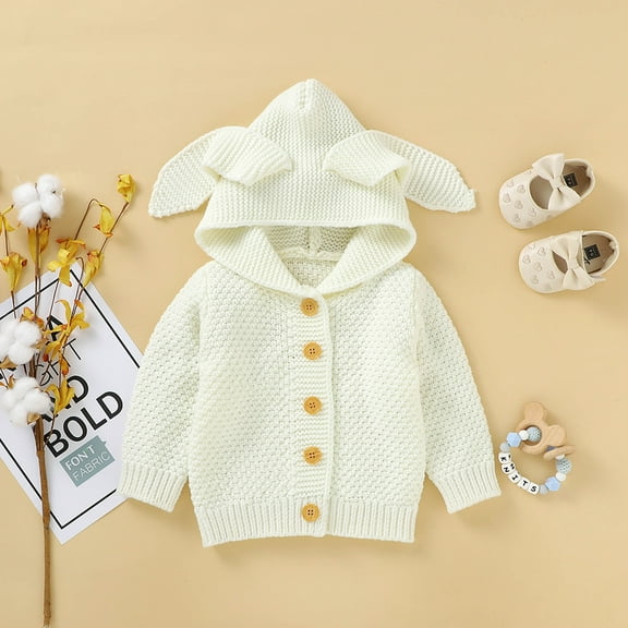 SDJMa Newborn Infant Baby Girl Boy Winter Jacket Warm Coat Knit Outwear Hooded Sweater