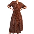 thumbnail image 2 of ClodeEU Women's V-Neck 3/4 Sleeve Bohemian Print Maxi Dress ,Floral Casual Long Dress Coffee,Womens Plus S, 2 of 6