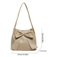 thumbnail image 2 of HUISZJ Bow Shoulder Bag, PU Tote Handbag, Underarm Bag Sling Bag for Work Travel Outdoor (Khaki), 2 of 7