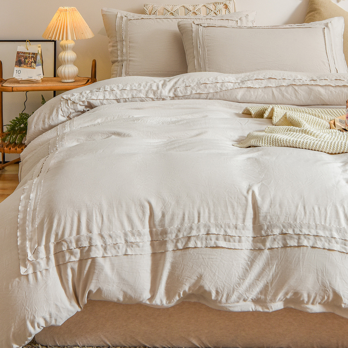 Light Grey Bedding Twin Farmhouse Duvet Cover Boho Chic Bedding Solid