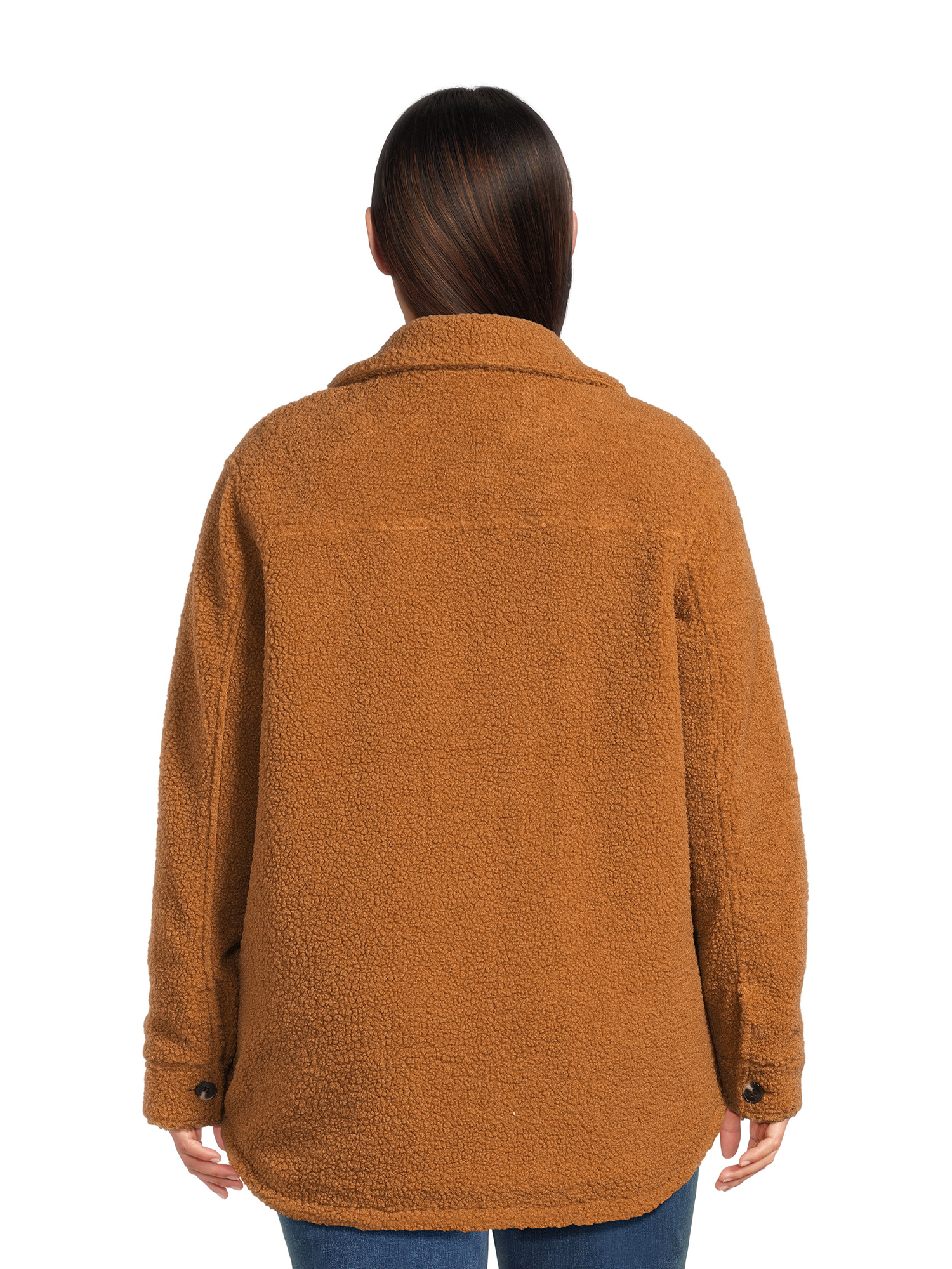 Jason Maxwell Women’s and Women’s Plus Size Faux Shearling Button Down Shacket, Sizes S-3X