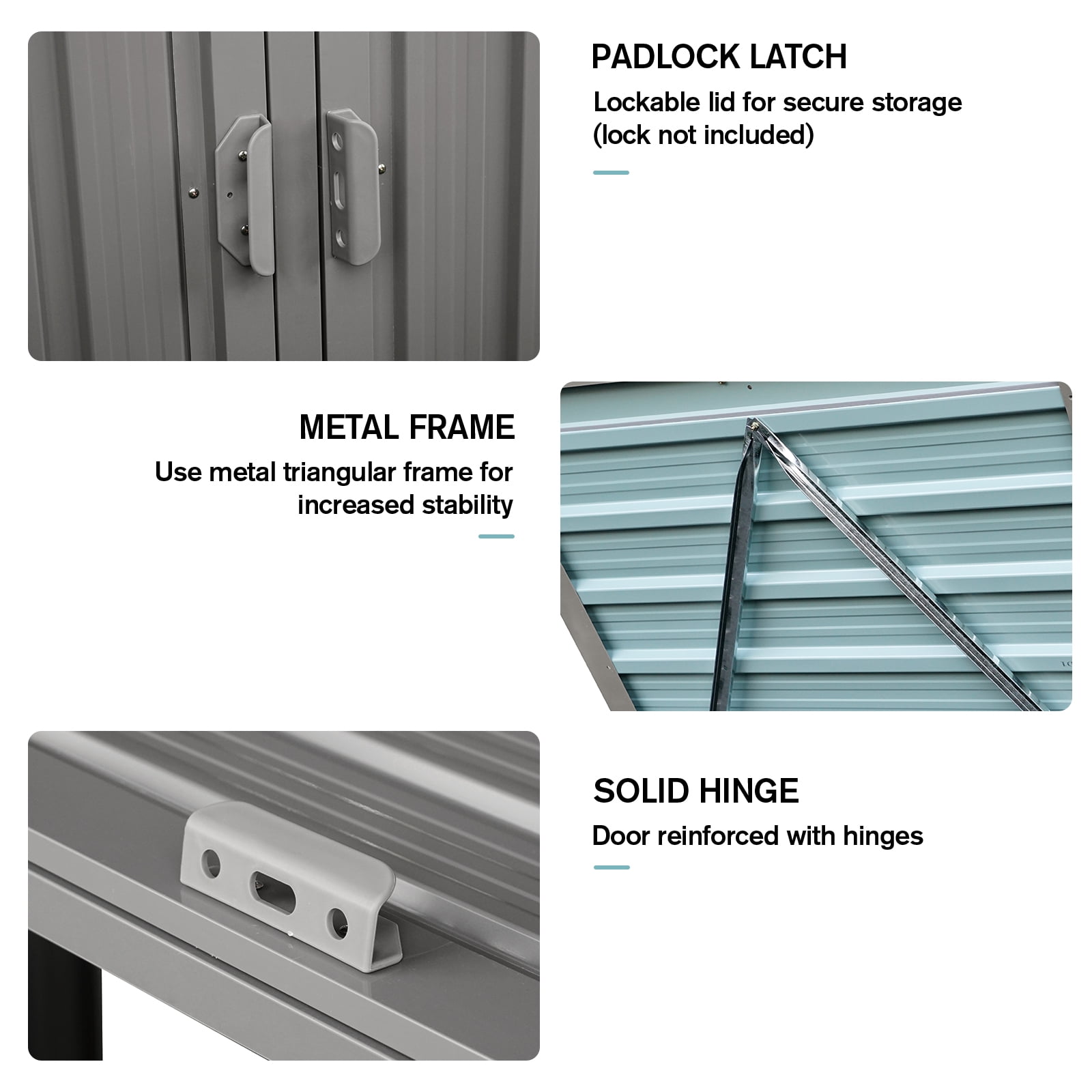 Trash Bin Storage Shed, Metal Outdoor Bin House for Double Garbage Can Storage Garden Yard Lawn, Grey