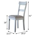 thumbnail image 7 of Set of 2 Two-Tone Grey & Pearl Grey Ladder Back Dining Chairs: Glam Rubberwood & Fabric Upholstered Side Chairs with Diamond Pattern Seat, 41.5"H x 22.5"W, Perfect for Dining Rooms, 7 of 7