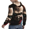 thumbnail image 4 of Lsque Chucky Pattern Casual Men's Hoodie,Hooded Sweatshirt with Kangaroo Pocket,Pullover Hoodie-3X-Large, 4 of 8