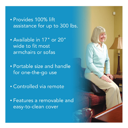 Carex Uplift Premium Power Seat Assist with Memory Foam, Patient Lift,17" Seat, 300lb Capacity, Black