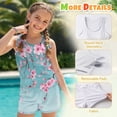 thumbnail image 6 of Xoenoiee Blue Cherry Blossom Print Girls Two Piece Swimsuits Tummy Control Bathing Suit Tween Swimwear Tankini Top with Boyshort for Water Activities, 10-11 Years, 6 of 7