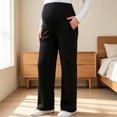 thumbnail image 3 of Taqqpue Womens Maternity Pants Wide Leg Lounge Palazzo Pregnancy Pants Over Belly Soft Stretch Maternity Clothes Trousers Maternity Work Pants with Pockets, Workout Sweatpants Women, 3 of 10