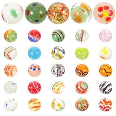 Qius 30Pcs Round Marbles Beads Colored Glass Marbles Children Glass Balls Playthings Small Colored Marbles