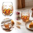 thumbnail image 2 of Autumn Stemless Glass Fall Clear Drinking Tumbler Thanksgiving Squirrel Pumpkin Maple Leaf Printed Table Drinkware for Juice Beverages for Home Dinner Party Gathering, 2 of 5