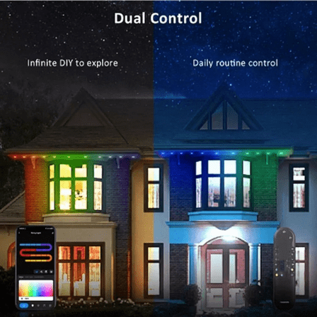 20M/65FT 200 LED RGBIC Smart Outdoor Lights - Smart App Sync, Waterproof Design, Ideal for Eaves & Landscaping