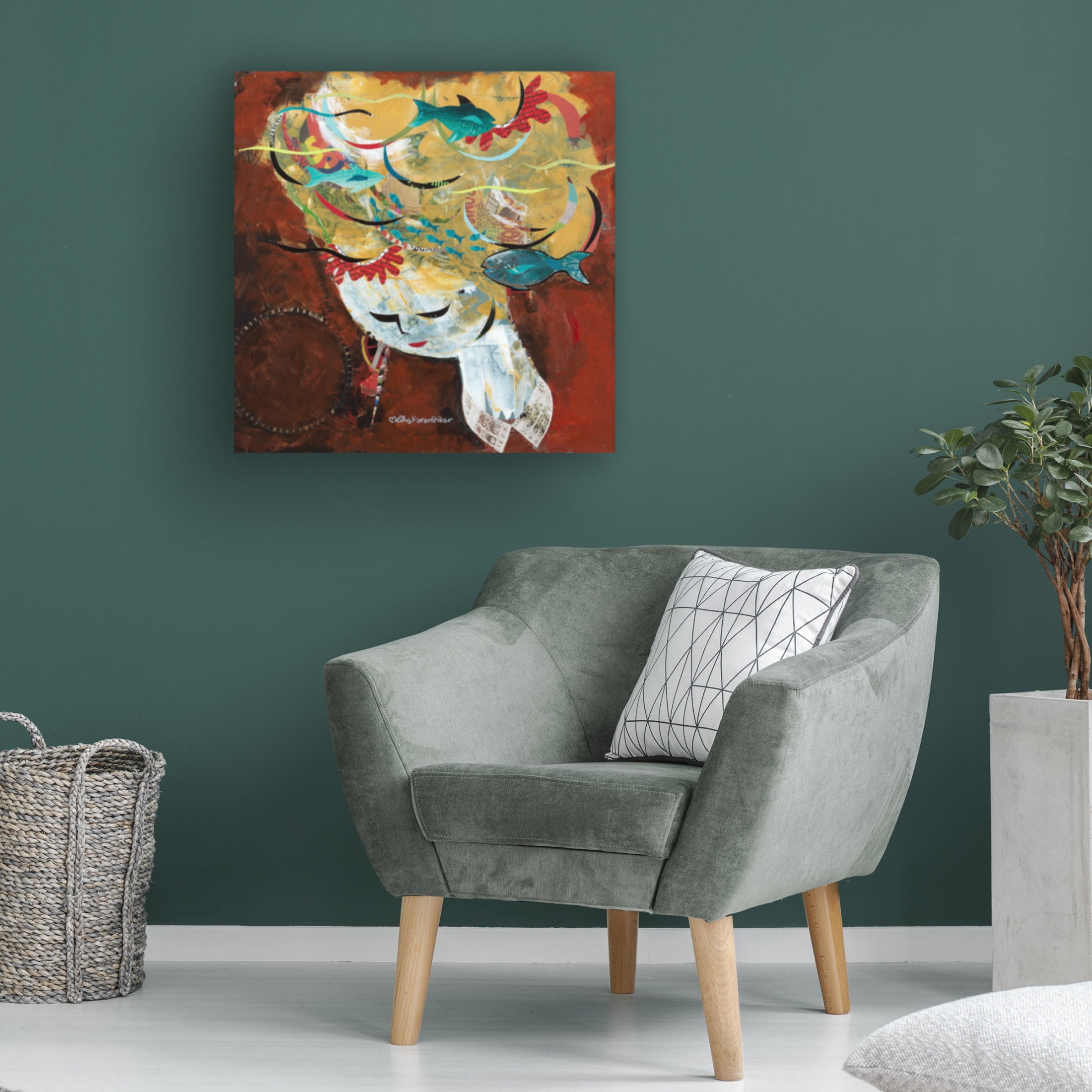 Canvas Wall Art - Medha Karandikar 'Sea Thoughts' Wall Art for Living Room, Bedroom, or Office Décor by Trademark Fine Art - 24 x 24 Inches