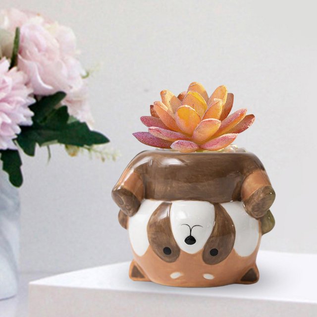 Maceta de cerámica para plantas, contenedor de animales, soporte para plantas, florero para alféizar de ventana, oficina, granja, plantas de interior Mapache97x87x81cm