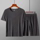 thumbnail image 1 of Pijamas de verano para hombre, conjunto de ropa para el hogar, camiseta estampada de seda helada, pijamas informales de Modal de manga corta, pantalones de pijama para hombre, traje fino, 1 of 5