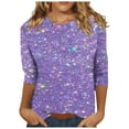 thumbnail image 2 of RYDCOT Sparkly Tops for Women Going Out 3/4 Sleeve Tops for Women Casual Loose T Shirt Blouse Round Neck Casual Tops Tee Loose Fit on Clearance, 2 of 5