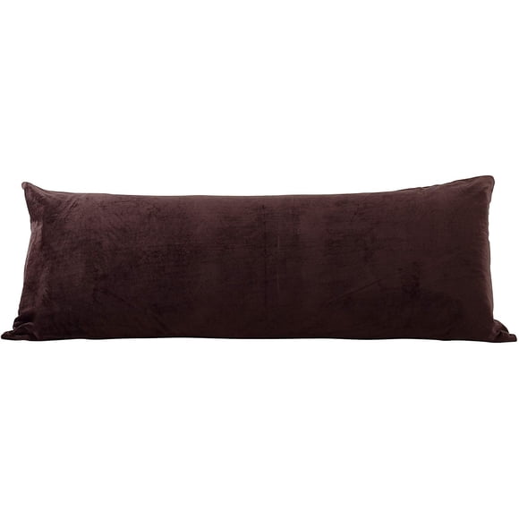 Funda de cojín corporal decorativa EVOLIVE, 54 x 137 cm, color marrón con cremallera