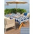 thumbnail image 4 of Bohemia Outdoor Tablecloth - 60x120 Inch Rectangle Dining Table Cover, Minimalist Geometric Pattern Abstract Dark Blue Waterproof Outdoor Table Cloth with Umbrella Hole & Zipper for Picnic/Patio, 4 of 7