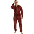thumbnail image 7 of DHFJKG Winter Plaid Pajamas For Men Jumpsuit Loungewear Long Sleeve Hooded Drawstring Zipper Onesie With Pockets Sleepwear Soft Nightwear, 7 of 7
