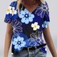thumbnail image 1 of Fiudx Ofertas y Liquidaciones Camiseta de Manga Corta con Cuello En V y Estampado Floral Informal de Moda para Mujer, 1 of 4