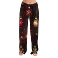 thumbnail image 2 of Women's Christmas Printed Plush Casual Pants with Drawstring Elastic Waist, Long Trousers for Home and Casual Wear, Comfortable Design,Wine,M, 2 of 6