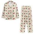 thumbnail image 2 of DISNIMO Deer Tree Print Women's 2 Piece Lounge Sets Christmas Printed Long Sleeve Sleepwear Comfy V Neck Nightwear with Long Pajama Pants Button Down Ladies Lounge Sets, XL, 2 of 7