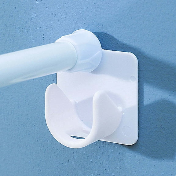 No-Drill Adhesive Curtain Rod Holders, ABS Anti-Slip Shower Curtain Rod Brackets, Self-Adhesive Wall Hooks for Rods up to 2.2 cm, Bathroom Home Dorm