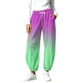 thumbnail image 2 of Xdegoge Sweatpants Women Ombre Casual Joggers High Waisted Athletic Fleece Lined Pants with Pockets Drawstring Loose Fit Workout Activewear Novelty Color Block, 2 of 9