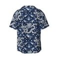 thumbnail image 5 of Uemuo Dragon Pattern Cotton Linen Short Sleeve Shirts,Casual Lightweight Button Down Shirts,Vacation Beach Summer Tops-4X-Large, 5 of 7