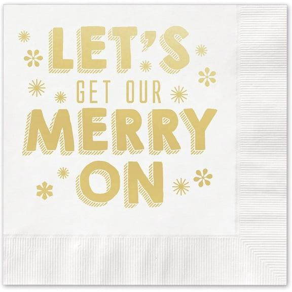 Masterpiece Studios 20-Count Gold Foil Party Napkins, Get our Merry On