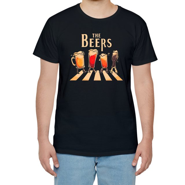 Men's Casual Cotton T-Shirt with Unique Beer Print - Short Sleeve, Round Neck, Perfect for Summer Outings & Sports, Novelty, Top, Casual Sporty Tee, Summer Gifts