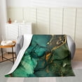 thumbnail image 2 of Chic Marble Throw Blanket,Teal Blue Marble Fleece Blanket Teens,Gold Fluid Stone Flannel Blanket Queen 90x90 inch,Ombre Abstract Art Watercolor Bed Blanket Warm,Green, 2 of 4