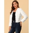 thumbnail image 4 of DARING DIVA Women's Long Sleeve Collarless Shaggy Soft Faux Fur Coat M White, 4 of 6