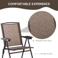 thumbnail image 4 of Ensemble Bistro Pliant pour l'Extérieur, Table et Chaises de Patio avec Dossier Inclinable et Table à Manger Ronde, Brun, 4 of 7
