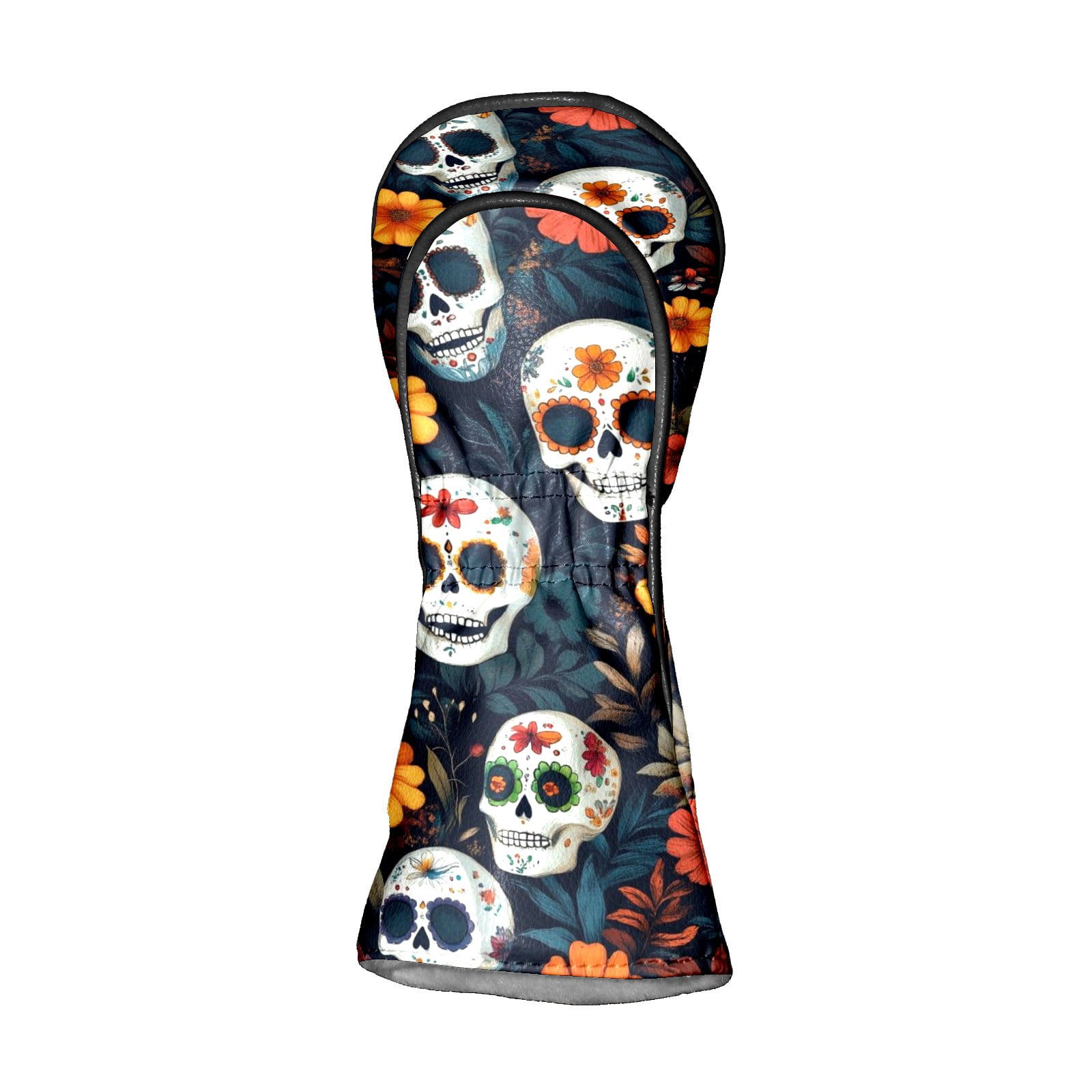 Golf Club Covers PU Leather Waterproof Head Covers for Fairway Woods Hybrids Skeleton Rose Unisex Fits Most Brands