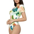 thumbnail image 2 of Balery Floral Vintage Women's Short Sleevee Crew Neck Bodysuit Tops Short Sleeve Tops Basic-, 2 of 9