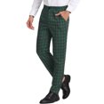 thumbnail image 1 of Pantalones de vestir a cuadros para hombre, corte regular, formales, de negocios, a cuadros verde azul marino S, 1 of 6