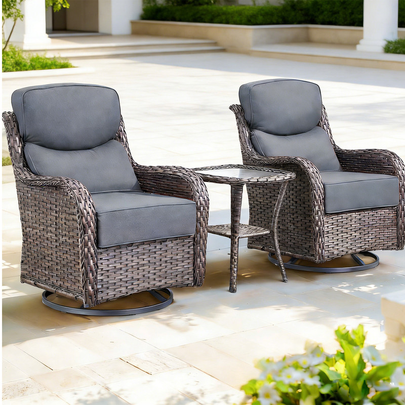 Outdoor Rattan Chair Cushions, Waterproof Patio Chair Replacement Cushions, 6in Thick Seat Back Cushion for Deck Yard and Poolside（Gray）