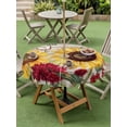 thumbnail image 4 of Outdoor Tablecloth with Umbrella Hole for Patio/Picnic/Party/Camping, Red Yellow Sunflowers Waterproof Table Cloth Round Cover Washable, Retro Rustic Barn Doors Butterfly Brown (Dia 60"), 4 of 8