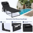 thumbnail image 4 of UDPATIO Patio Two-piece Chaise Lounge Chairs，5-Position Adjustable Sun Tanning Chair with Carrying Handle and Side Pocket，Folding Bed Cot with Removable Pillow，Black, 4 of 8