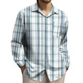 thumbnail image 2 of BiZtdJrK Men's Button Down Shirts Fashion Plaid Long Sleeve Dress Shirt Regular-Fit Lapel Blouse Business Casual Outfits, Multicolor, M, 2 of 5