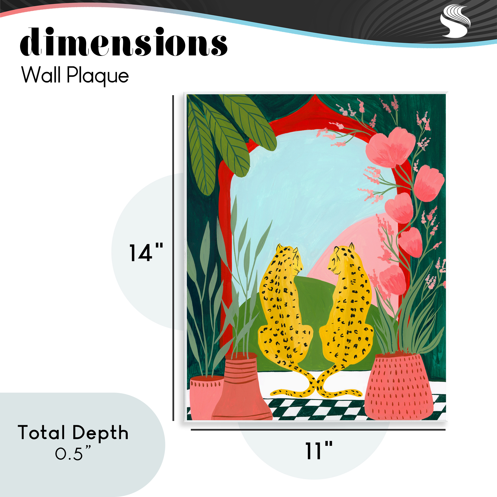 Twin Leopard & Plants Wall Plaque Art, design by Nabeela Rumi