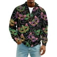 thumbnail image 5 of LNZGNM Men's Mardi Gras Outfits Quarter Zip Plus Size Printed Sweatshirt Banded Collar Long Sleeve Top Novelty Carnival Outfits,Gold S, 5 of 7