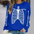 thumbnail image 6 of LYEAA Halloween Women Sweatshirt Long Sleeve Crew Neck Regular Ribbed Cuff Casual Wear Skull Holiday Clothes Navy XL, 6 of 6