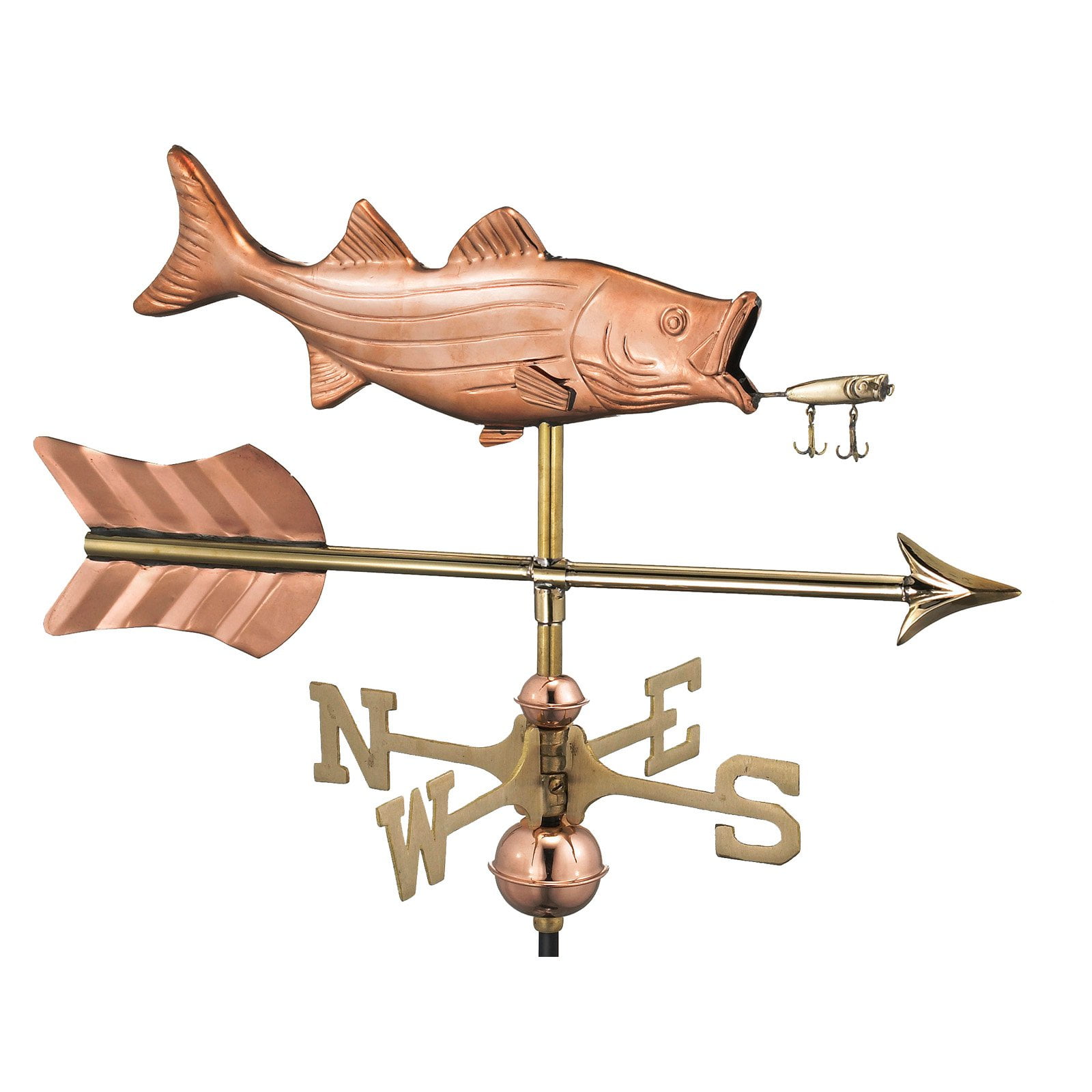 Good Directions Bass with Lure and Arrow Cottage Weathervane by Good Directions