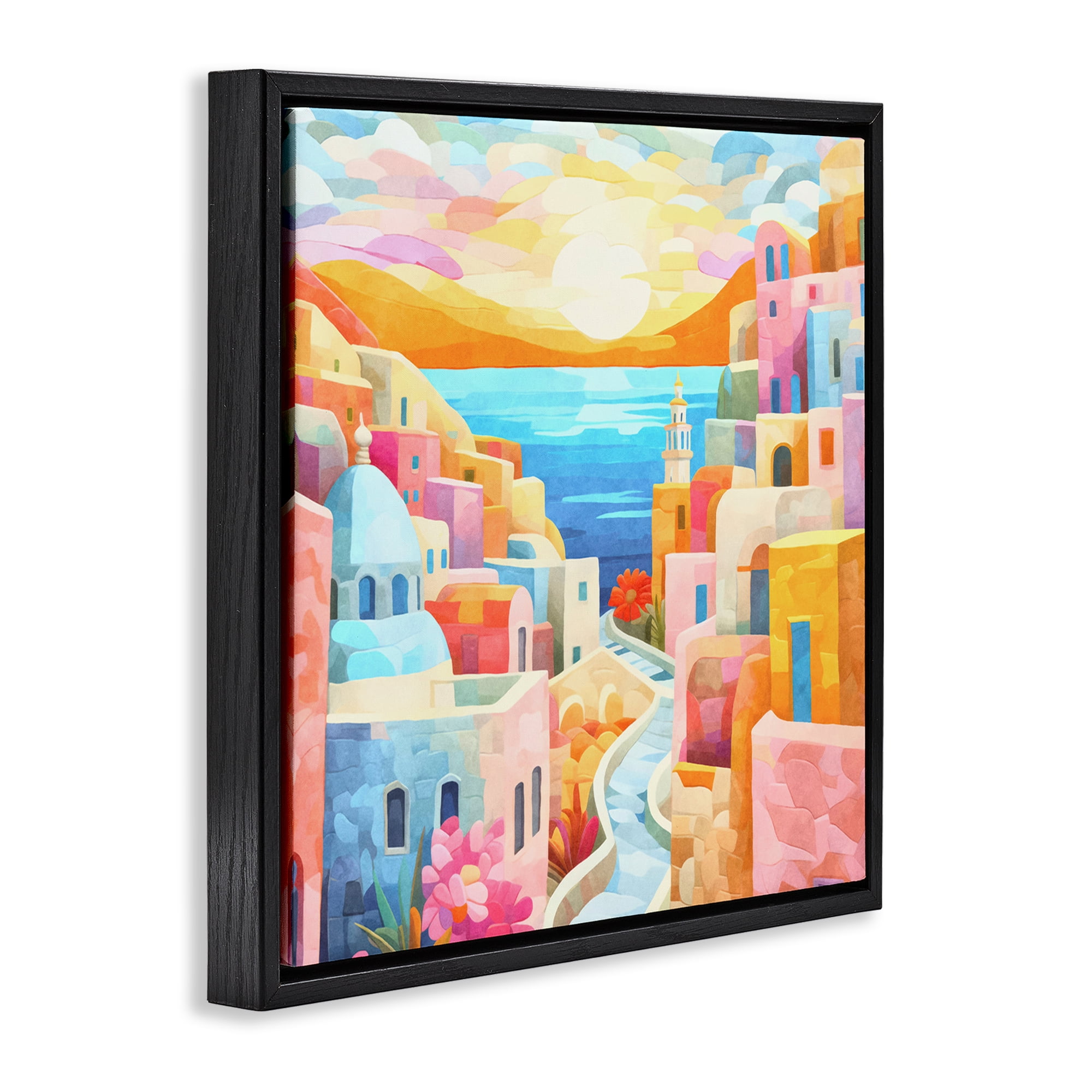 Stupell Industries Pastel Seaside Dreams Scenic & Cityscapes Painting Black Floater Framed Canvas Art Print Wall Art, 25 x 25