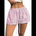 thumbnail image 2 of Pantalones Cortos de Playa de Verano con Cintura con Cordón y Estampado de Rayas para Mujer. Rayas Rosas S, 2 of 10