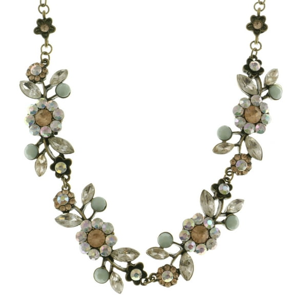 Mi Amore Flowers Adjustable Statement-Necklace Multicolor & Gold-Tone