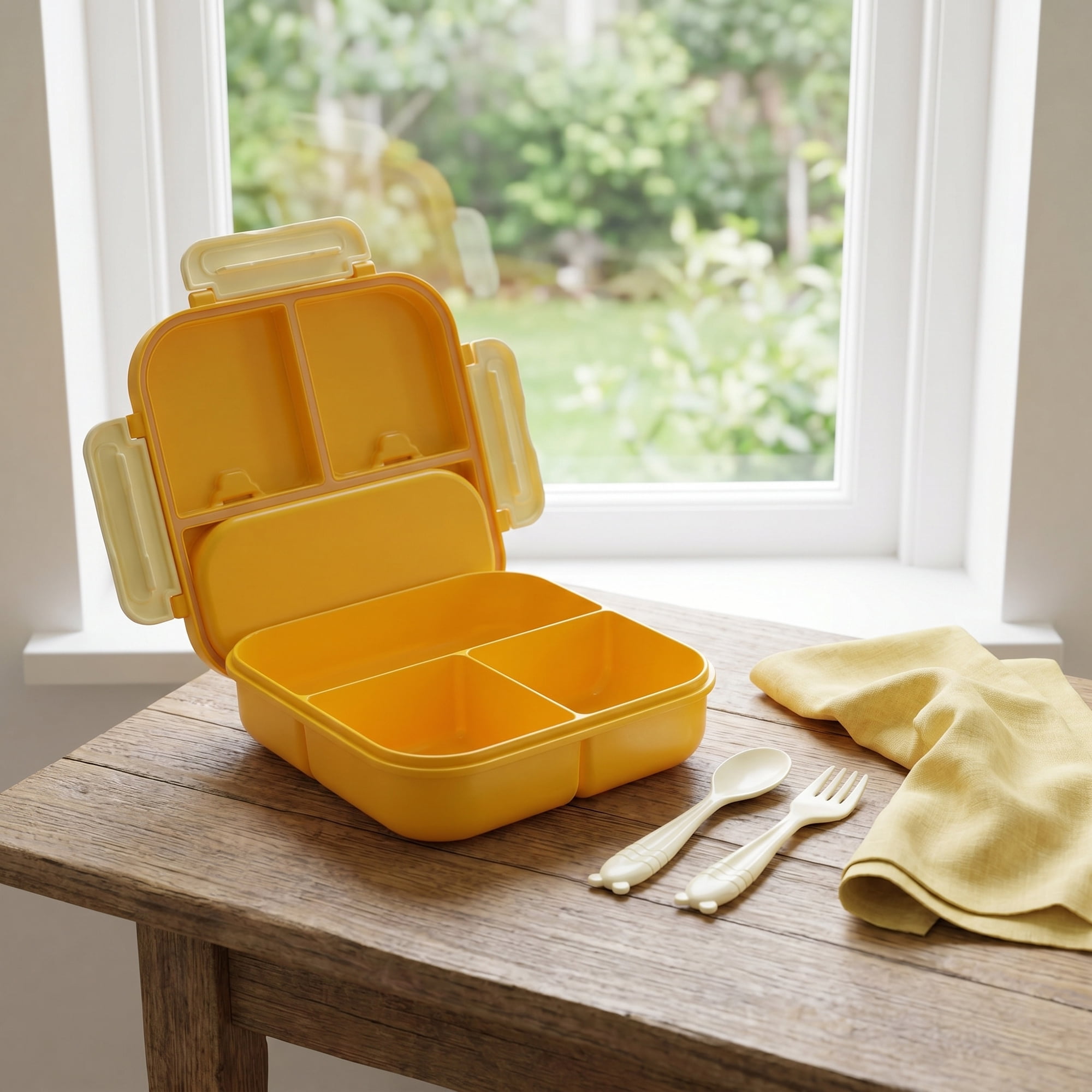 Unique Bargains Leakproof Meal Lunch Bento Box for Work Yellow