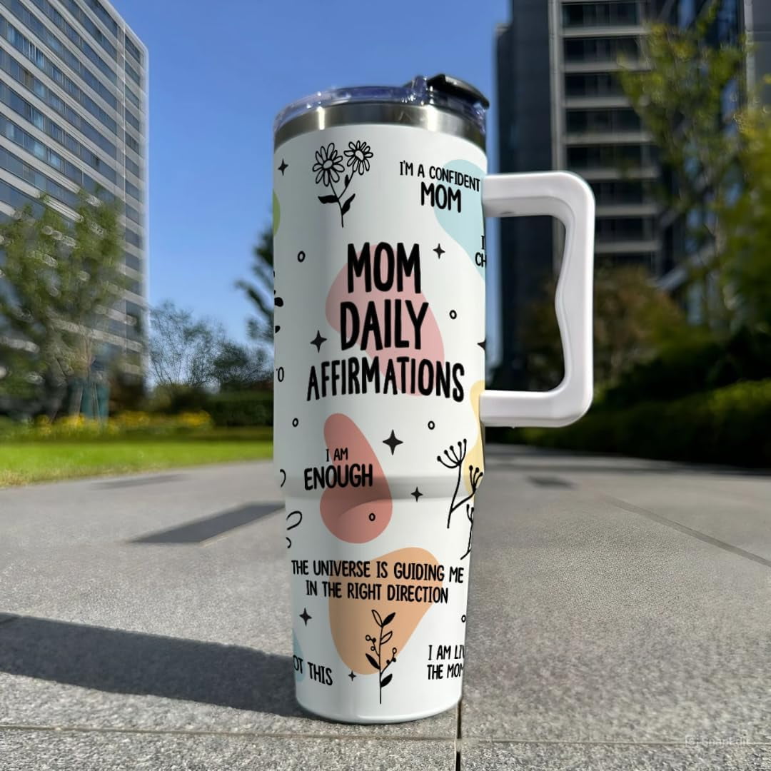 Christmas Gifts For Mom - Mom Daily Affirmations Tumbler 40Oz – Gifts for Mom''s Birthday, Mother''s Day, Momma Gifts from Daughters, Sons, Kids, Inspirational Mama Mug, Mommy Cup